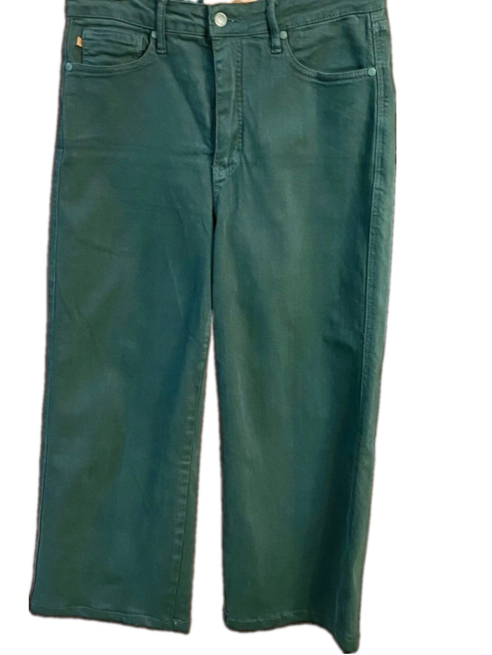 Judy Blue Womens 11/30 Teal Tummy Control High Rise Wide Leg Crop Jeans JB88806.